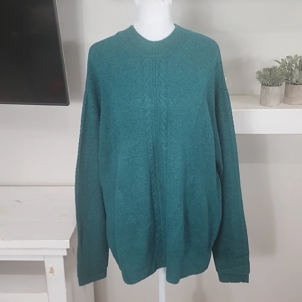 St. John's Bay Emerald Green Super Soft Mockneck Knit Sweater New With Tags